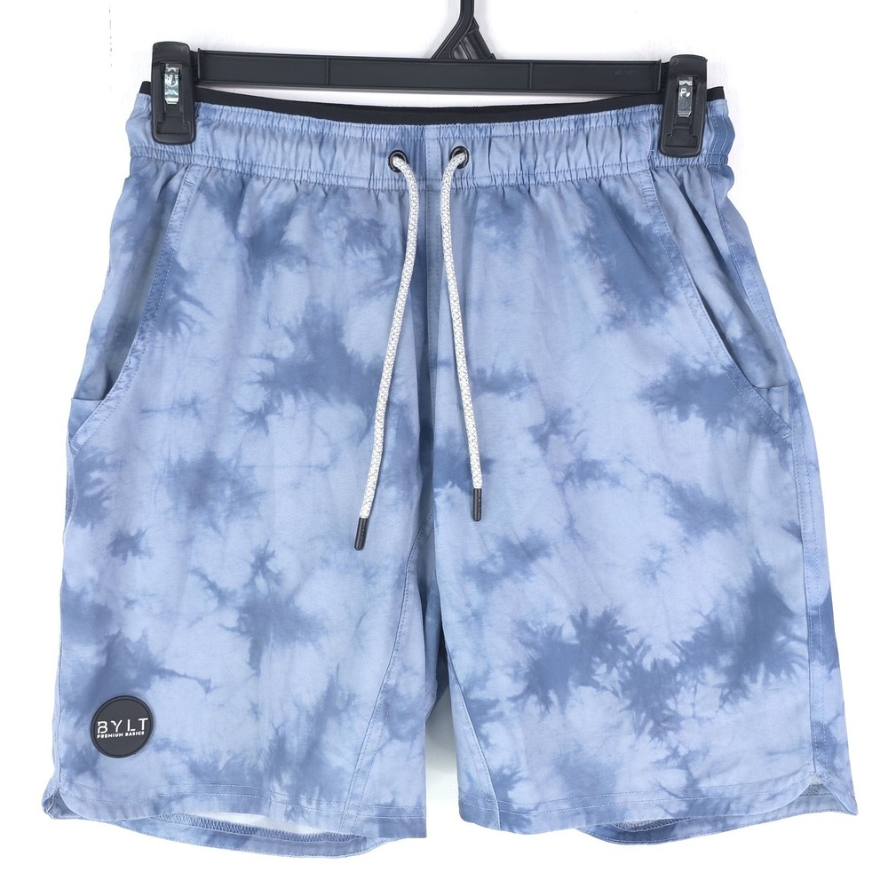 BYLT Premium Basics‎ Mens M 8" Active Training Shorts Drawstring Lined Cloud Dye